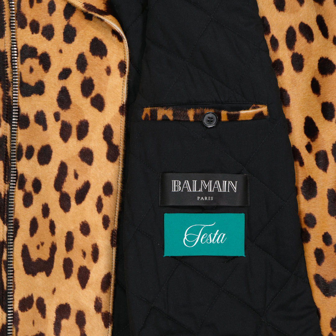 Balmain perfecto jacket in leopard