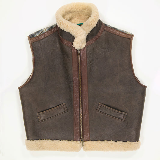 Sleeveless sheepskin bomber jacket